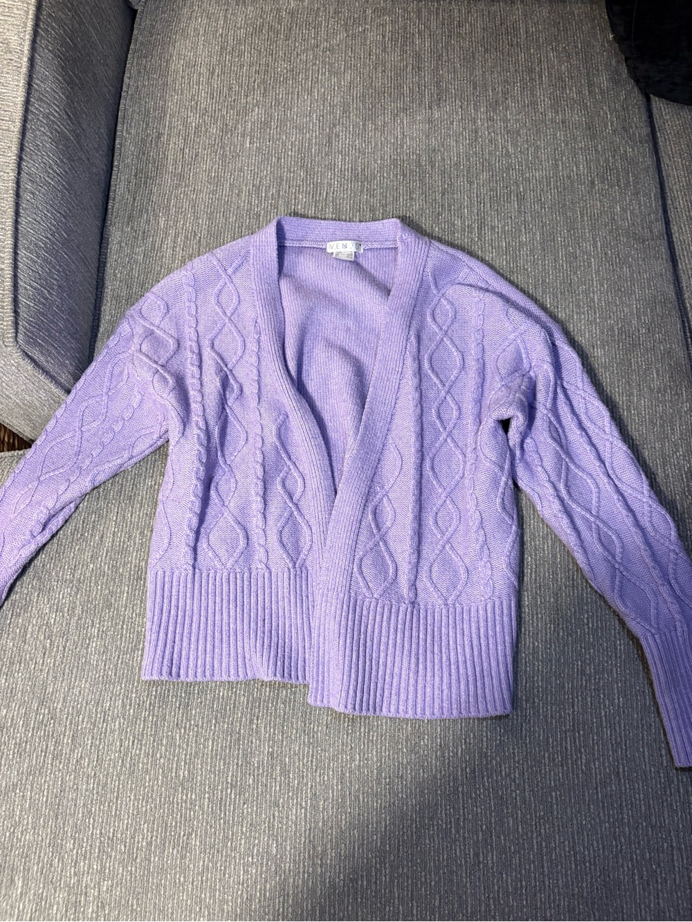 Vero Moda Lavender Cable-Knit Open Cardigan Sweater